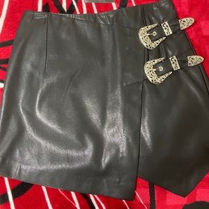 Black Western leather skirt